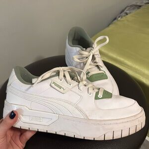 Puma platform sneakers - white w/ green details